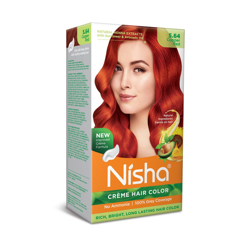 Nisha Creme Hair Color for Women and Men- Copper Red, 120gm, Long-lasting, 100% Grey Coverage Permanent Hair Colour