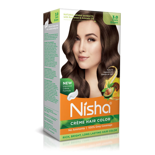 Nisha Creme Hair Color for Women and Men - Dark Brown, 120gm, Long-lasting, 100% Grey Coverage Permanent Hair Colour