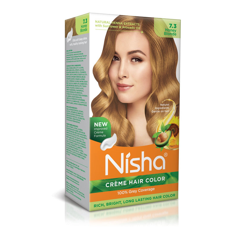 Nisha Creme Hair Color for Women and Men- Honey Blonde, 120gm, Long-lasting, 100% Grey Coverage Permanent Hair Colour