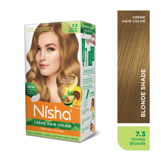 Nisha Creme Hair Color for Women and Men- Honey Blonde, 120gm, Long-lasting, 100% Grey Coverage Permanent Hair Colour