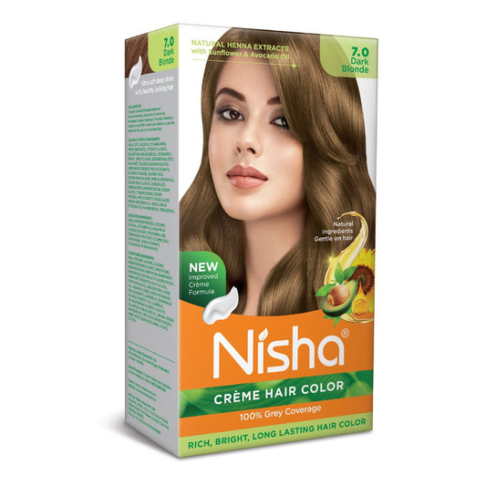 Nisha Creme Hair Color for Women and Men - Dark Blonde, 120gm, Long-lasting, 100% Grey Coverage Permanent Hair Colour
